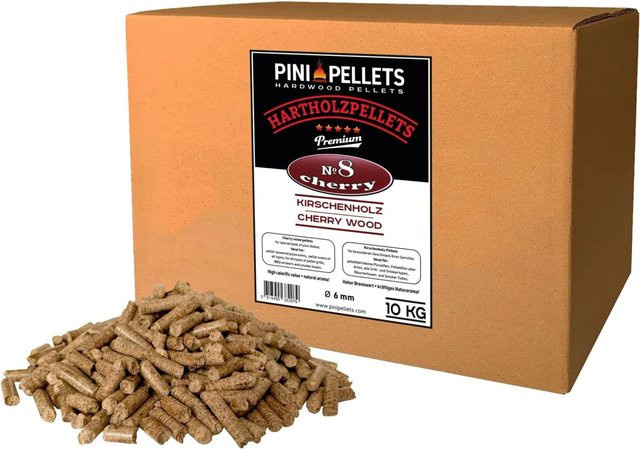 PINI Grillpellets Kirsche Nr. 8 BBQ Hartholzpellets zum Grillen, Räuchern und Smoken, 10 kg - Bild 1