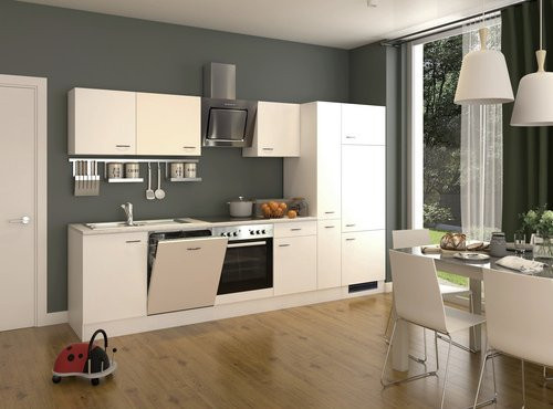 Moderne Küchenzeile Flex-Well WITO mit Einbaugeräten in Weiss, Breite: 310 cm - Bild 1