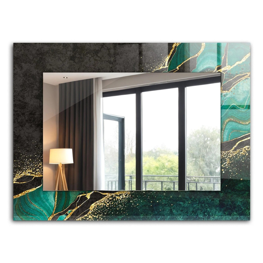 Tulup Spiegel mit grünen abstrakten Mustern, rechteckig, B/H: 80 x 60 cm - Bild 2