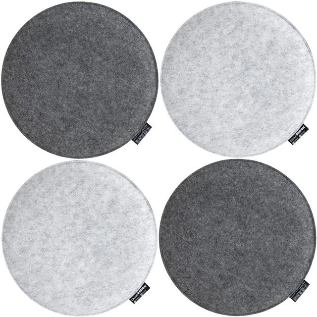 DuneDesign 4er Set Runde Sitzkissen aus Filz in Grau, Durchmesser: 35 cm, Höhe: 3 cm - Bild 1
