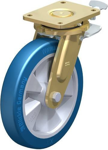 Blickle Lenkrolle LS-ALBS 300K-ST-RI4 mit Feststeller in Blau und Silber, Rad-Durchmesser: 30 cm, Tragfähigkeit: 1150 kg - Bild 1