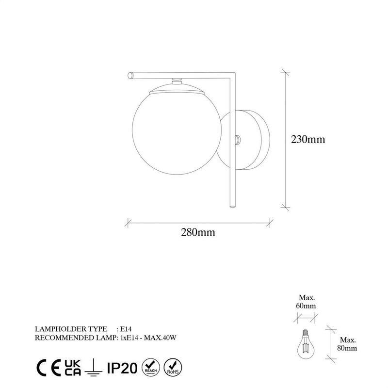 Opviq Wandleuchte Sonne in Bronze aus Metall und Glas mit E14 Fassung, Breite: 28 cm, Höhe: 23 cm, Tiefe: 28 cm - Bild 2