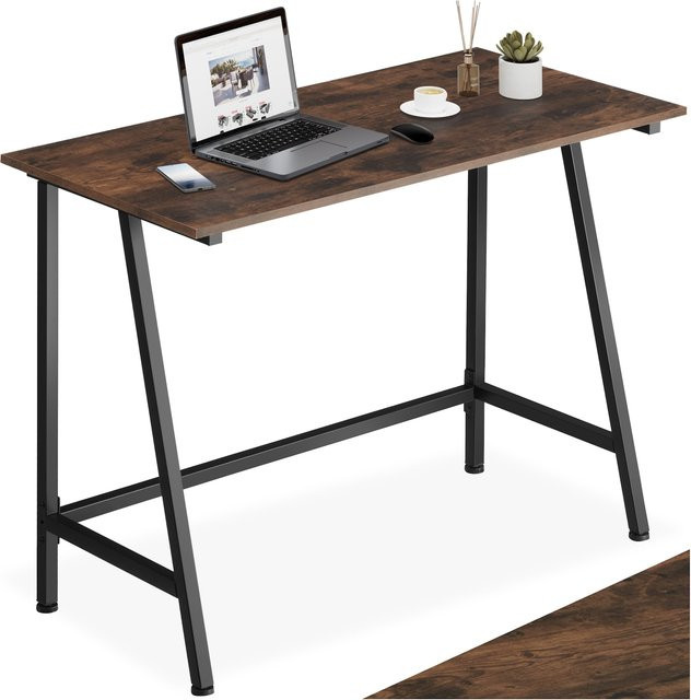 tectake Schreibtisch Newton im Industrial Style aus Holz und Stahl, Farbe Braun, B/T/H: 100 x 50 x 77 cm - Bild 1