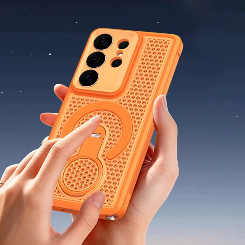 Magnetische Handyhülle für Samsung Galaxy S26 S25 S24 S23 FE Plus Ultra mit 360 Grad drehbarer Halterung, stoßfest und atmungsaktiv, Farbe: Blau - Bild 4