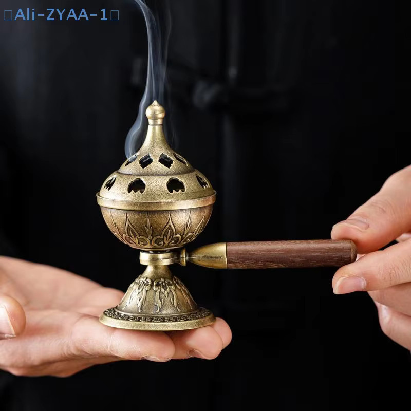 JETTING Drehbarer Hand-Räucherofen aus Metall in Gold, Orientalischer Räuchertopf für langanhaltenden Duft - Bild 5