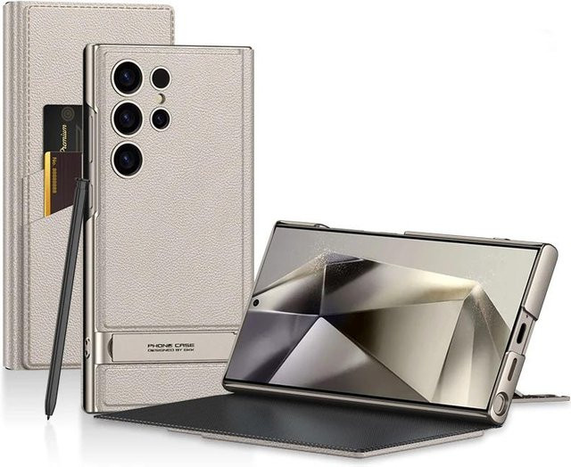 GKK Lederhülle als Brieftaschen-Klappständer mit Kartensteckplatz für Samsung Galaxy S24 Ultra und S23 Ultra - Bild 1