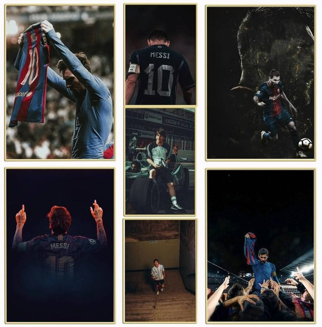 KAYOU Fußballkönig Lionel Messi Poster Selbstklebender Wasserdichter Papieraufkleber Wanddekoration Mehrfarbig - Bild 1