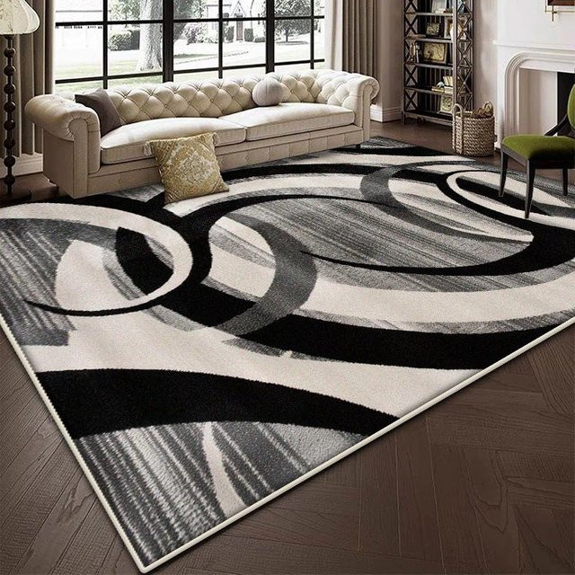 JGJG Wohnzimmerteppich Nordisch Abstrakt in Grau, Flauschiger Plüschteppich für Schlafzimmer und Wohnzimmer, Rutschfest und Waschbar, B/T: 200 x 300 cm - Bild 1