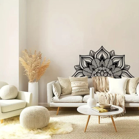CIFBUY Mandala Wanddekoration aus Metall in Schwarz mit Lotusblumen-Design im Bohemian-Stil