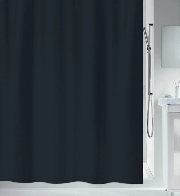 Spirella Duschvorhang Primo Schwarz aus Polyester, wasserdicht und schimmelresistent, B: 120 cm, H: 200 cm - Bild 1