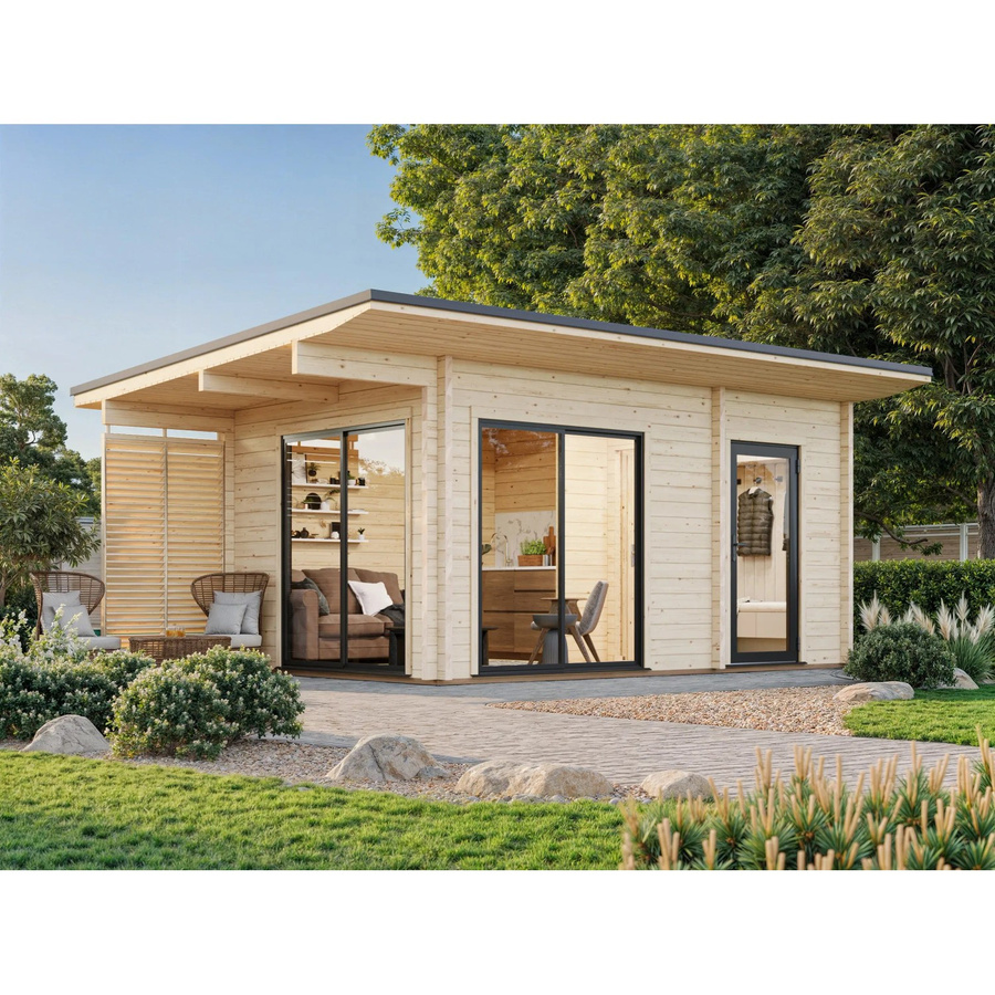 Palmako Gartenhaus Cecilia aus Fichtenholz in Braun mit Pultdach und Fußboden B/T/H: 645 x 459 x 279 cm - Bild 2
