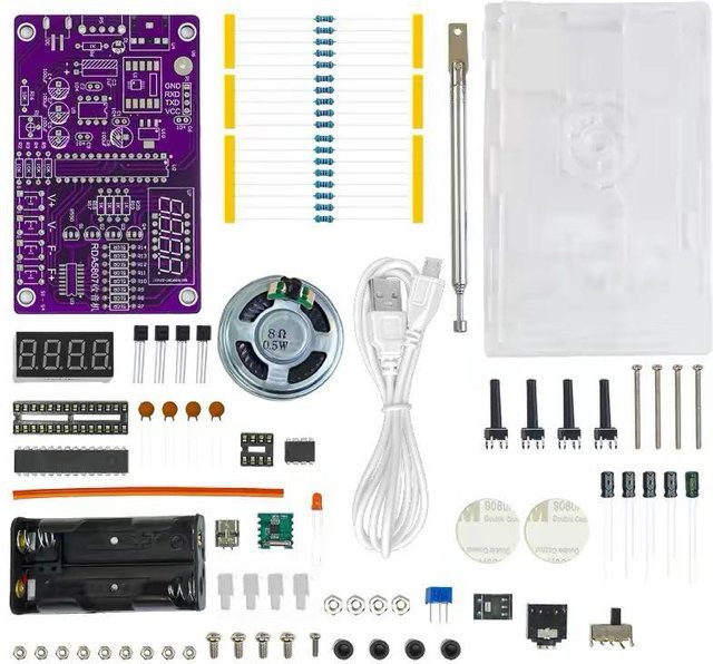 DIY FM Radio Elektronikbausatz mit Digitalanzeige und einstellbarer Frequenz 87-108MHz, Lötprojekt zum Üben mit RDA5807S, Multicolour - Bild 1