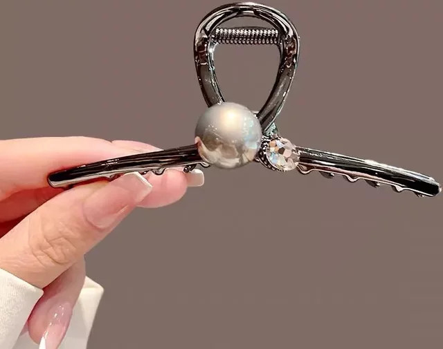 HIYAYZ Haarspange, Schwarz-Graue Perlen, Metall, Damen - Bild 1