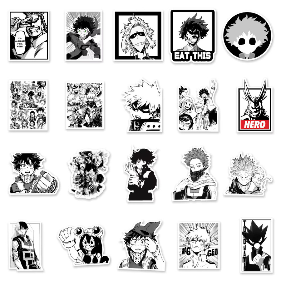 Bandai My Hero Academia Anime Aufkleber, Schwarz-Weiß, Manga-Sticker - Bild 3