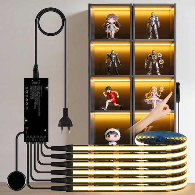 Rybakov COB LED Streifen Schwarz Dimmbar mit Touch-Funktion Warmweiß für Schrank, TV-Hintergrundbeleuchtung und Wanddekoration - Bild 1