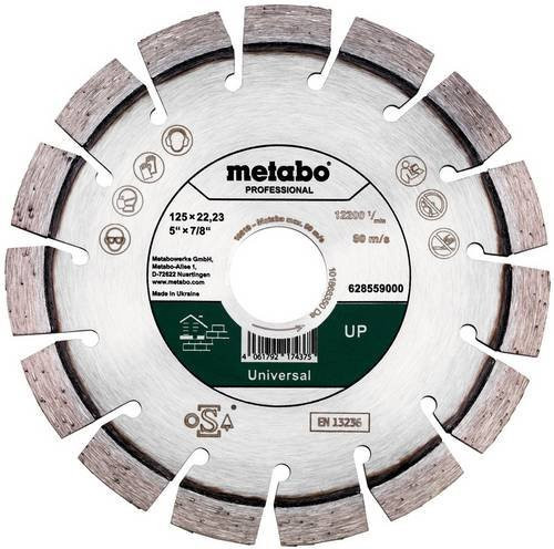 Metabo Diamanttrennscheibe Universal Professional für Beton und Stein, Farbe Silber, Durchmesser: 125 mm, Bohrungs-Ø: 22,23 mm - Bild 1