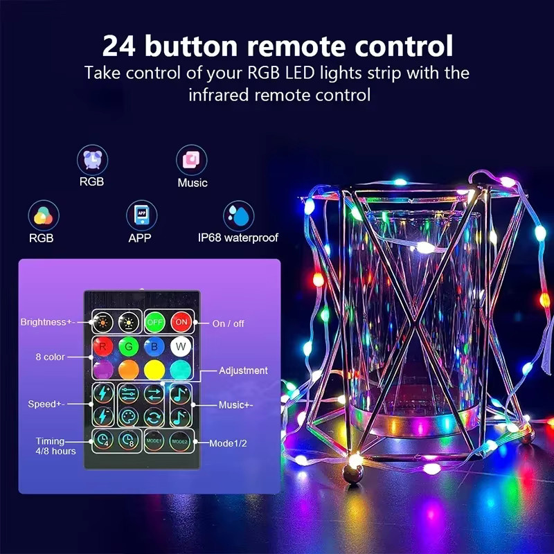 LINYILIGHT RGBIC LED Lichterkette mit Smart APP Steuerung, Wasserdichte WS2812B Girlande in Multicolour für Weihnachtsbaum und Zimmer-Dekoration - Bild 4
