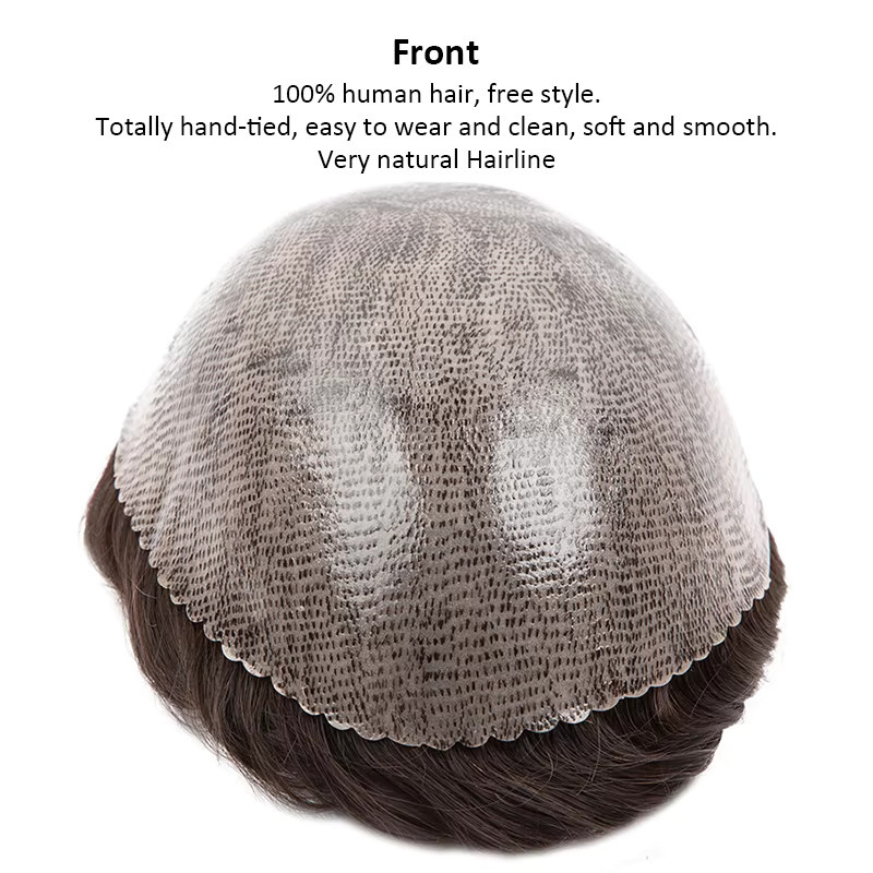 Addbeauty Echthaar-Perücke für Herren, lockig, Voll-PU, 20mm - Bild 2