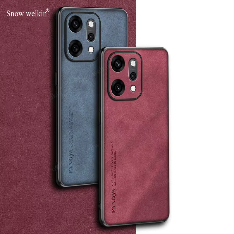 Luxus Leder-Schutzhülle mit Schaffell für Oppo Reno Serie in Grau - Bild 4