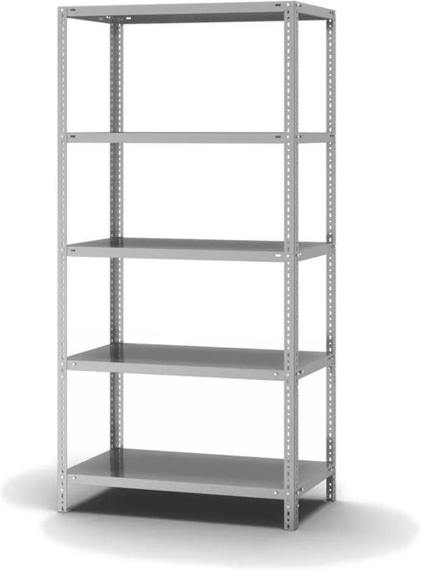 PROREGAL Edelstahl Fachbodenregal mit Schraubsystem, Silber, H x B x T: 200 x 100 x 50 cm, 5 Ebenen, Fachlast 200 kg - Bild 1
