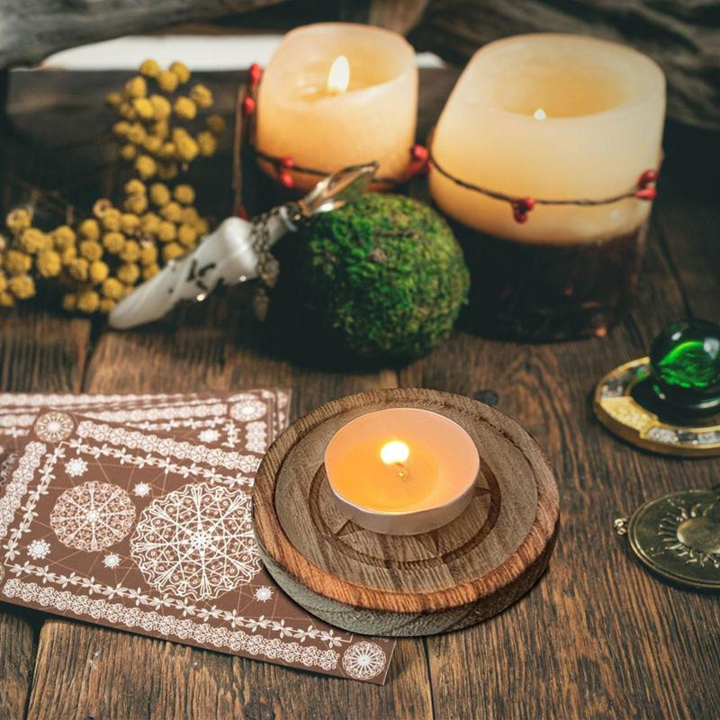 Bestbags Hexenaltar Tablett aus Holz mit Pentagramm in Braun für Rituale und Dekoration - Bild 2
