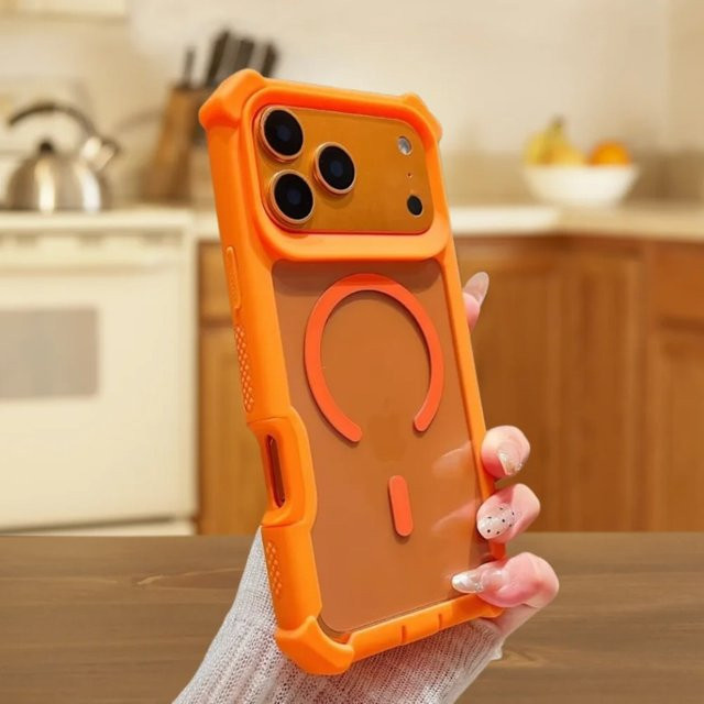 Magnetische transparente Schutzhülle für iPhone kompatibel mit MagSafe, stoßfest, Farbe: Transparent/Lila - Bild 1