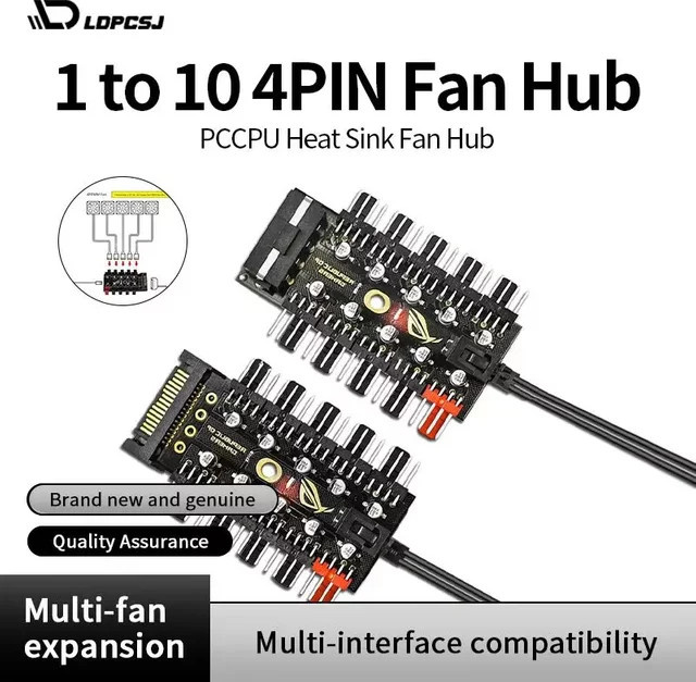 LDPCSJ Motherboard Lüfter Hub Splitter 4 Pin PWM Controller Adapter in Schwarz - Bild 1