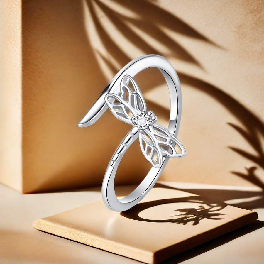 Orstarry Libellen-Tanz-Öffnungsring, 925 Silber, Damen, Zirkonia - Bild 3