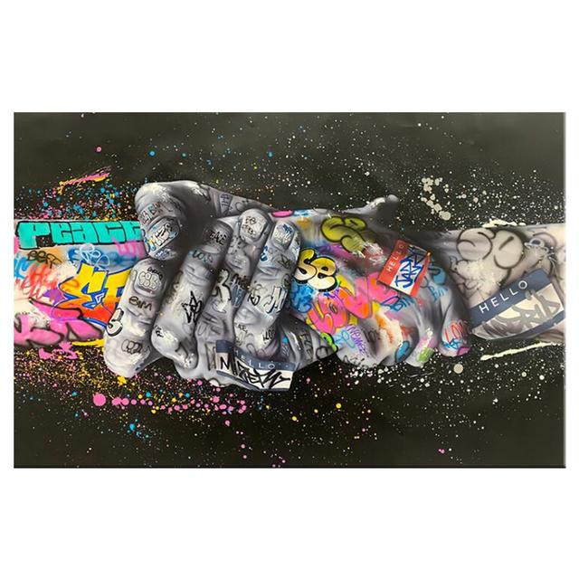 Moderne Graffiti Kunst Leinwand Malerei aidegou22 Motiv Liebhaber Hände, Mehrfarbig, Breite: 20 cm, Höhe: 40 cm - Bild 4