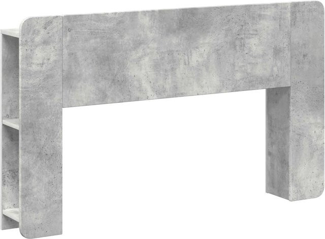 vidaXL Kopfteil mit integriertem Regal in Betongrau, modernes Bettgestell aus Holzwerkstoff, B/H: 135 x 80 cm - Bild 1