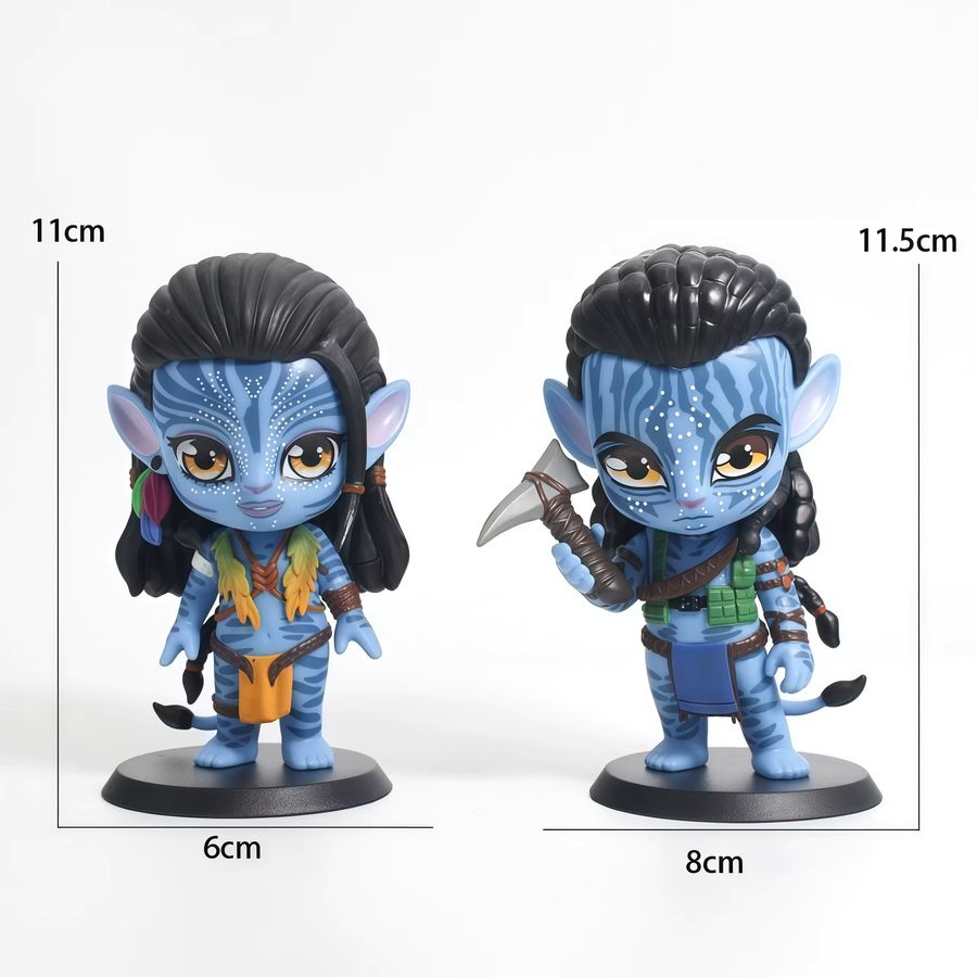 2er-Set Avatar Chibi Figuren aus PVC mit Jake Sully und Neytiri Na'vi als Anime-Sammlerstücke und Desktop-Dekoration - Bild 3
