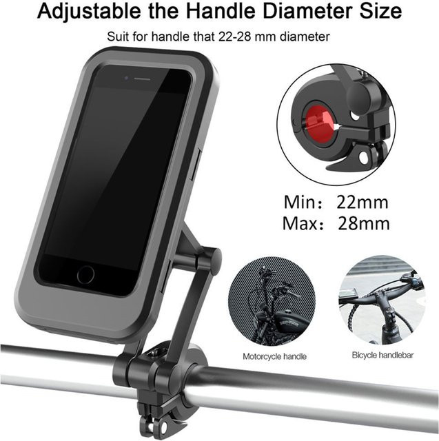 2er-Set Magnetischer Telefonhalter für Fahrrad und Motorrad in Schwarz, passend für Smartphones bis 7 Zoll mit Dichtungsring gegen Regen - Bild 1