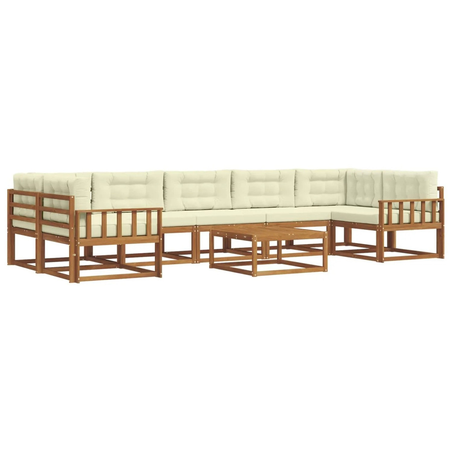 vidaXL Outdoor-Sofagarnitur L-Form aus Akazienholz mit 8 Kissen in Natur und Beige - Bild 2