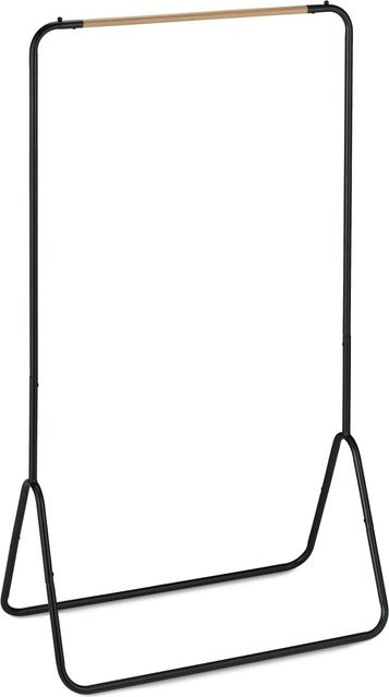 Relaxdays Kleiderständer aus Metall in Schwarz mit Holzoptik, H: 145 cm, B: 80 cm, T: 44 cm - Bild 1