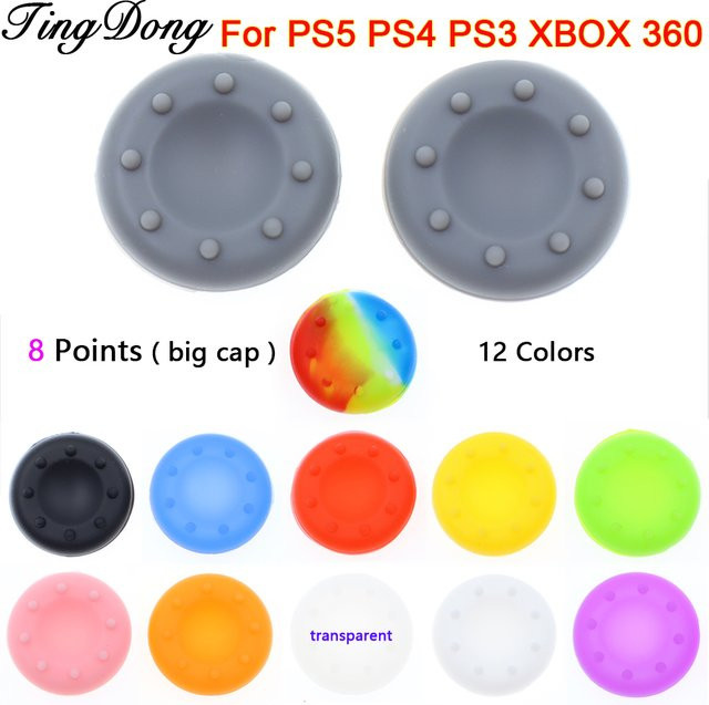TingDong 8-Punkt-Joystick-Griffkappen aus rutschfestem Silikon in Orange und Multicolour für PS5, PS4, PS3 und Xbox 360 Controller im 20 bis 50 Stück Set - Bild 1