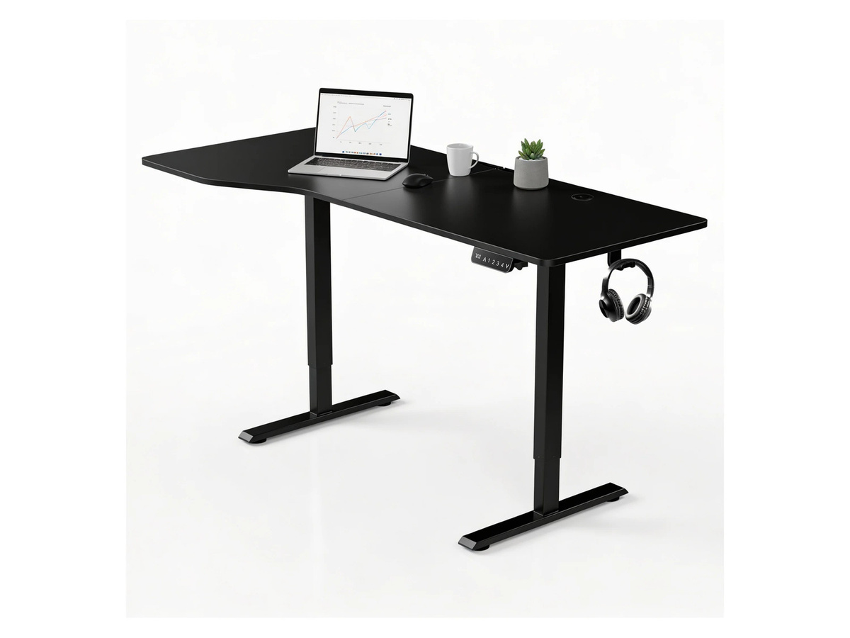 Juskys Höhenverstellbarer Schreibtisch für Homeoffice und Office, elektrisch, Schwarz, B: 160 cm, T: 75 cm, H: 71 cm bis 120 cm - Bild 2