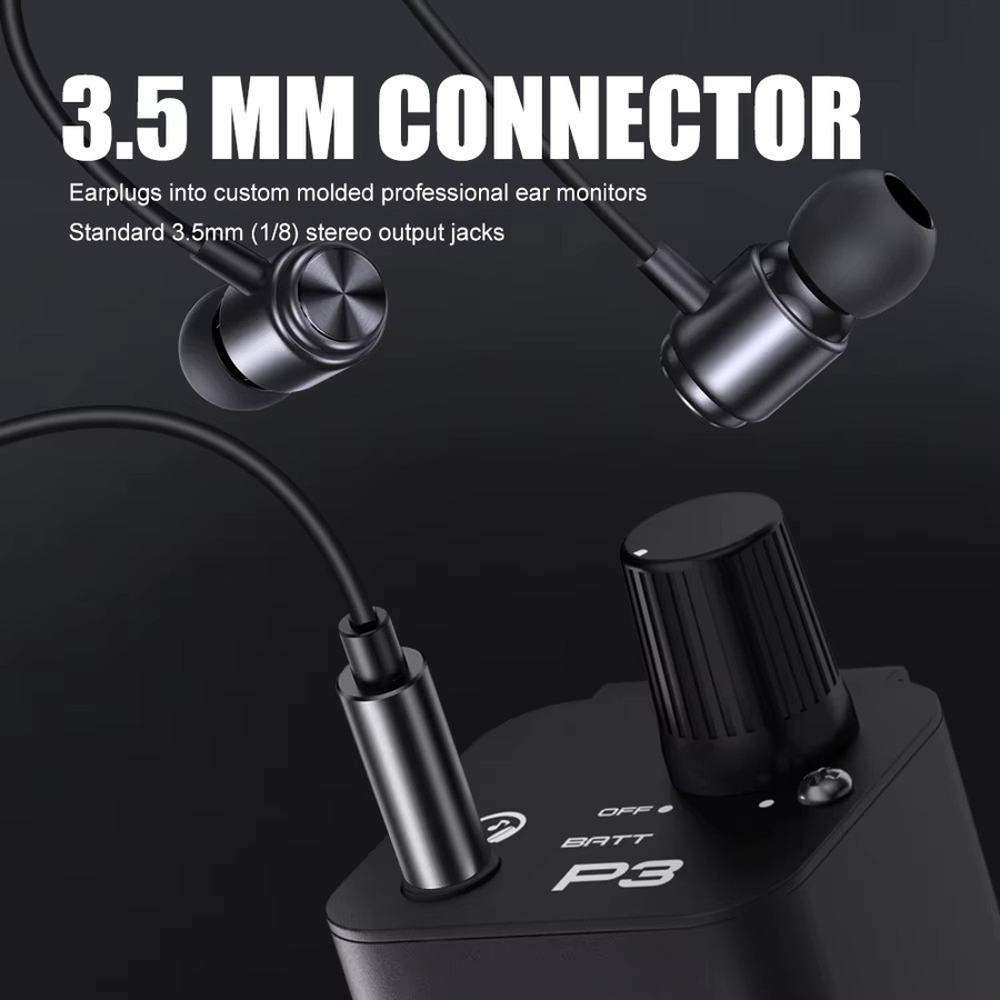 G-MARK P3 In-Ear-Monitor-Verstärker mit Metallgehäuse und Lithium-Akku in Schwarz, tragbarer Kopfhörerverstärker für Stereo und Mono - Bild 2