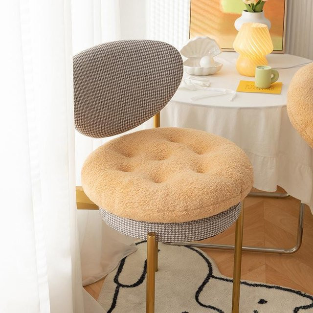 Yiran Furniture Lammvelours Stuhlkissen Rund in Beige, Superweiches Bodenkissen für Schlafzimmer und Tatami, Durchmesser: 26 cm - Bild 1
