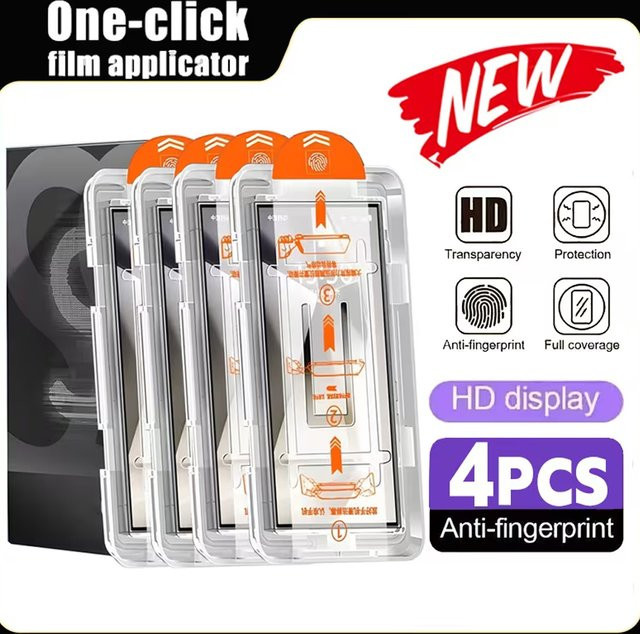 4 Stück Displayschutzfolie mit oleophober Beschichtung und Installationswerkzeug für Google Pixel 9 Pro XL, 10 Pro XL, 8 Pro, 9A, 8A, 7A, 6A, transparent - Bild 1