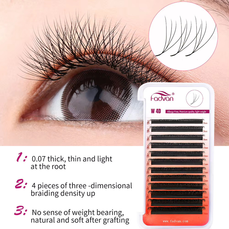 FADVAN Lashes 4D W-Form Wimpernverlängerung, Black, Natürlich - Bild 2