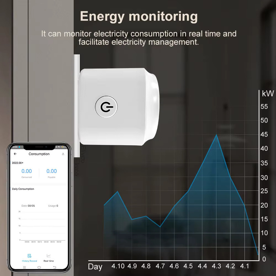 Elivco Smart WiFi EU-Steckdose 16A in Weiß mit Stromüberwachung und Timer-Funktion sowie Sprachsteuerung für Alexa und Google Home - Bild 4
