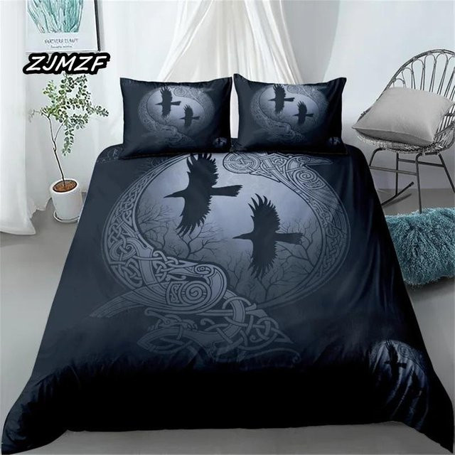 Lodestar Bettwäscheset Wikinger Wolf Keltisches Design Schwarz, 3-teilig, B/H: 260 x 240 cm - Bild 1