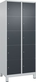 C+P Schließfachschrank Classic PLUS mit 2 Abteilen und Füßen, Farbe Anthrazitgrau und Grau, B/T/H: 80 x 50 x 195 cm - Bild 1