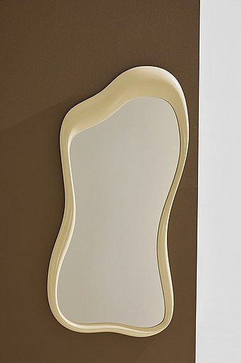 Lenny Spiegel modern in Beige und Weiß mit Holzoptik - Bild 1