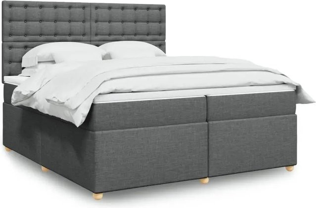 vidaXL Boxspringbett mit Matratze Dunkelgrau B/T: 200 x 200 cm Hybrid-Design mit USB-Anschluss und Unterbettbeleuchtung - Bild 1