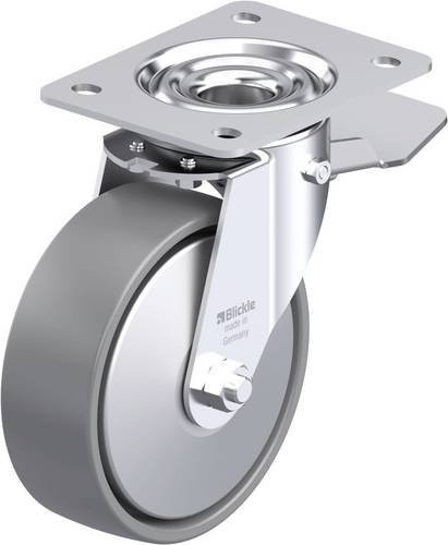 Blickle Stahlblech-Lenkrolle LE-PO 150G-ST-ELS-FA in Grau mit 150 mm Rad-Durchmesser und 300 kg Tragfähigkeit - Bild 1