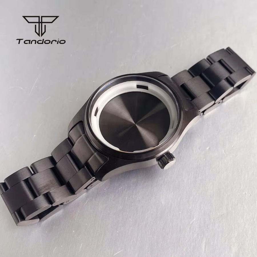 tandorio Taucheruhr, Edelstahl, Schwarz, Saphirglas, 39 mm, 20 ATM, Unisex - Bild 3