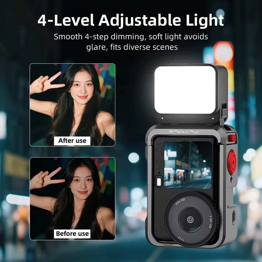 Flymile magnetisches Schnellwechsel-Fülllicht für DJI Osmo Action 6 in Schwarz mit 3 Farbtemperaturen und Dimmfunktion - Bild 4