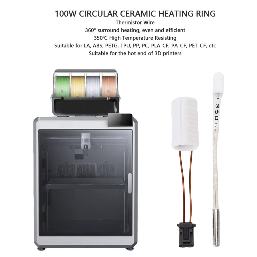 Aibecy Keramik-Heizring Hotend-Thermistordraht für 3D-Drucker mit 360 Grad Surround Heat bis 350 Grad Celsius in Schwarz oder Weiß - Bild 2