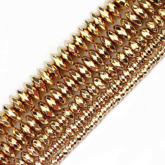 JHNBY Spacer Perlen Hämatit Naturstein, Gold, Unisex - Bild 1